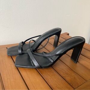 Tony Bianco leather Black Strappy Square Toe Block Heel Sandals